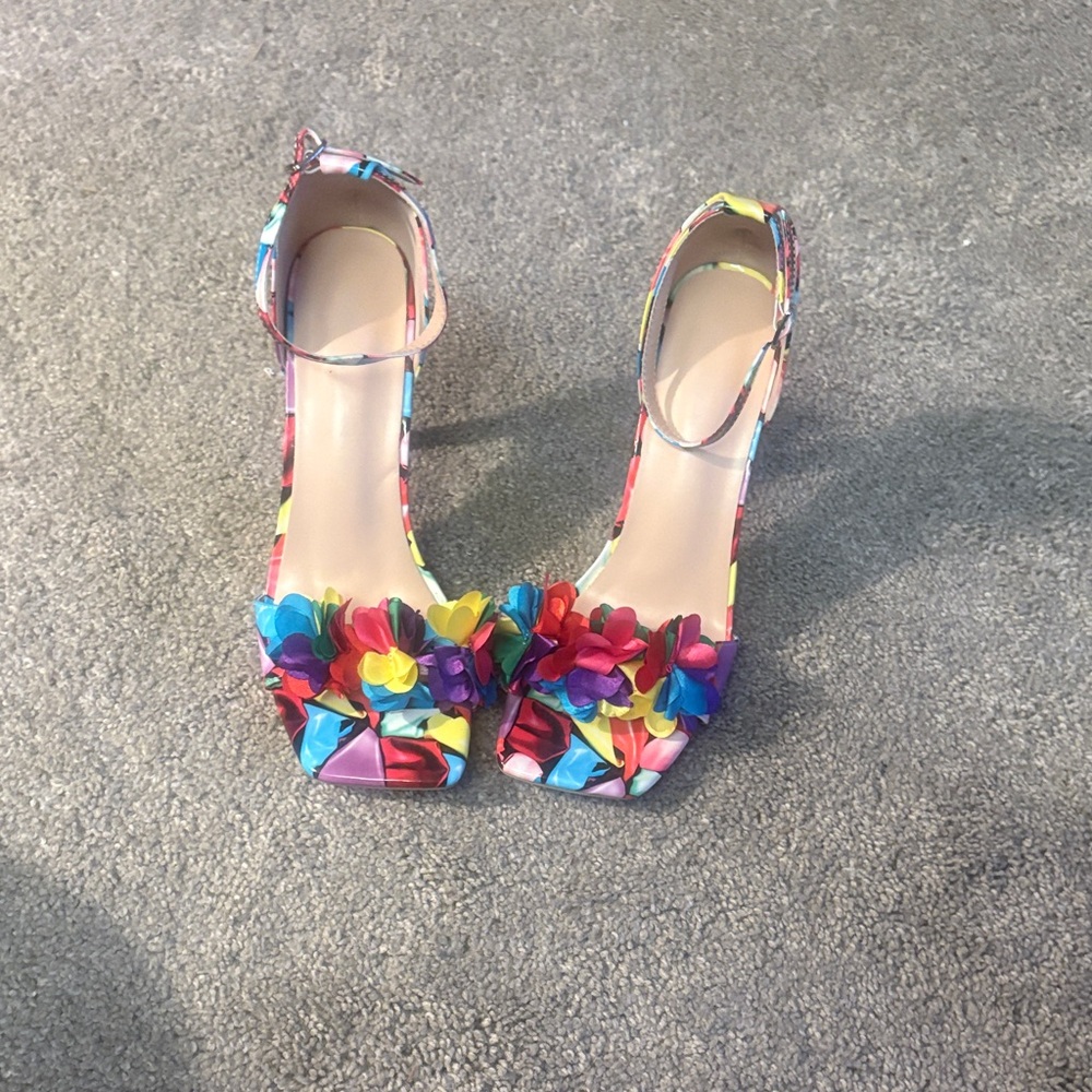 New Colorful Floral Women's stiletto heels really tall size 40